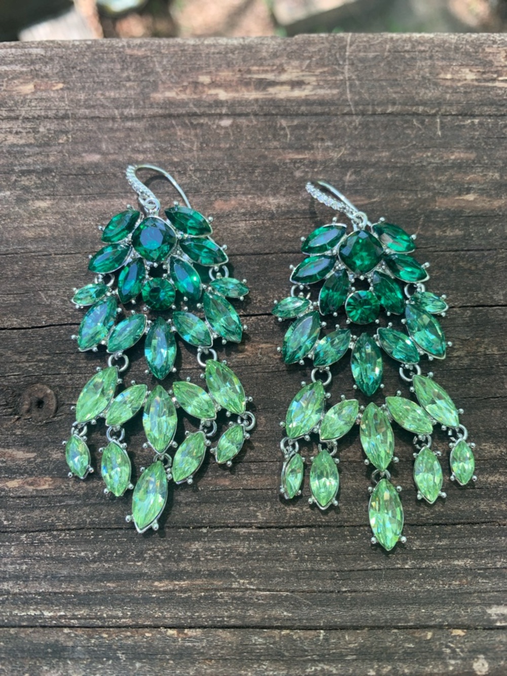 Green Crystal Chandelier Earrings